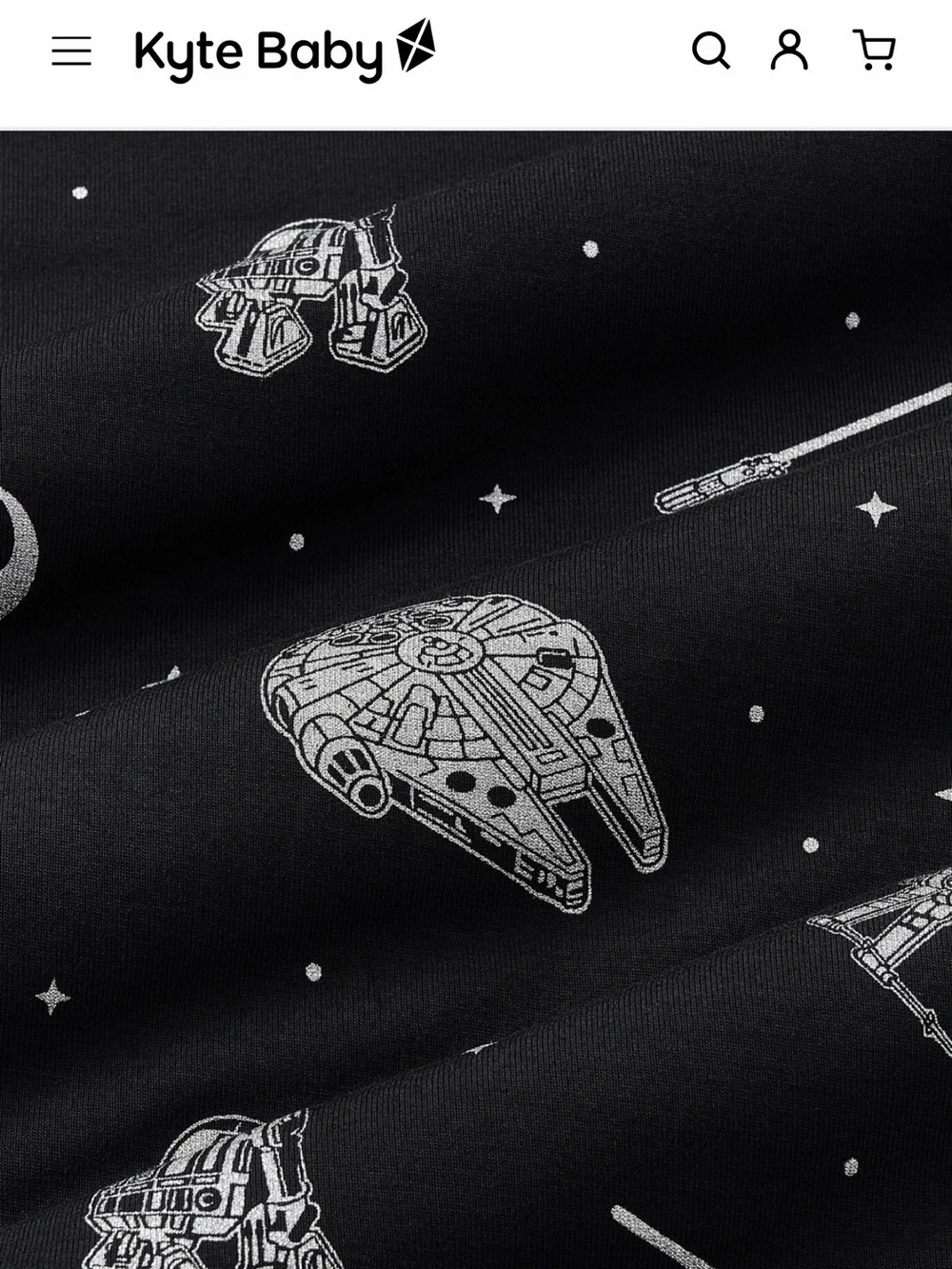 Kyte BABY Black Star Wars™ Sleep Sack with Galactic Print. Newborn Size